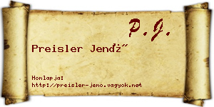 Preisler Jenő névjegykártya
